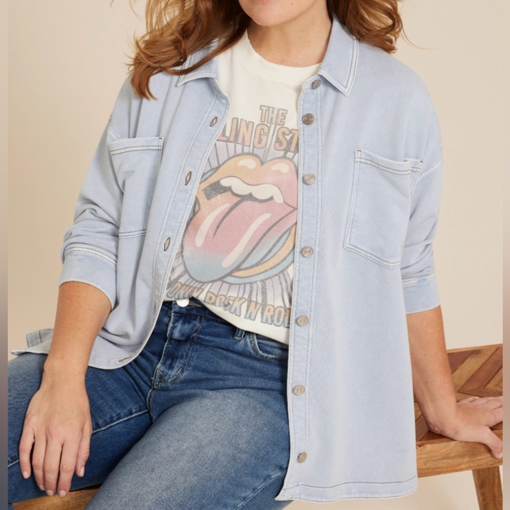 Maurices Sky Blue Denim Shacket